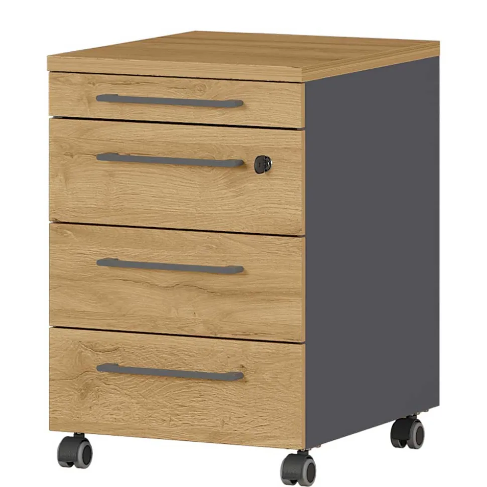 42x61x49 Büro Rollcontainer mit Utensilienfach - Ovgunia