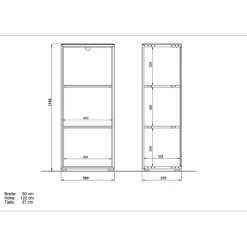 50x120x37 Büroregal in Weiß & Wildeiche - Laszlo