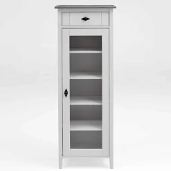 55x149x35 cm Badezimmer Vitrine in Weiß & Grau - Mirandesca