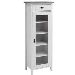 55x149x35 cm Badezimmer Vitrine in Weiß & Grau - Mirandesca