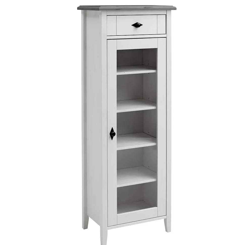 55x149x35 cm Badezimmer Vitrine in Weiß & Grau - Mirandesca