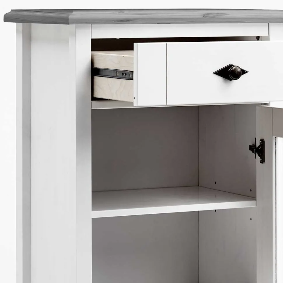 55x149x35 cm Badezimmer Vitrine in Weiß & Grau - Mirandesca