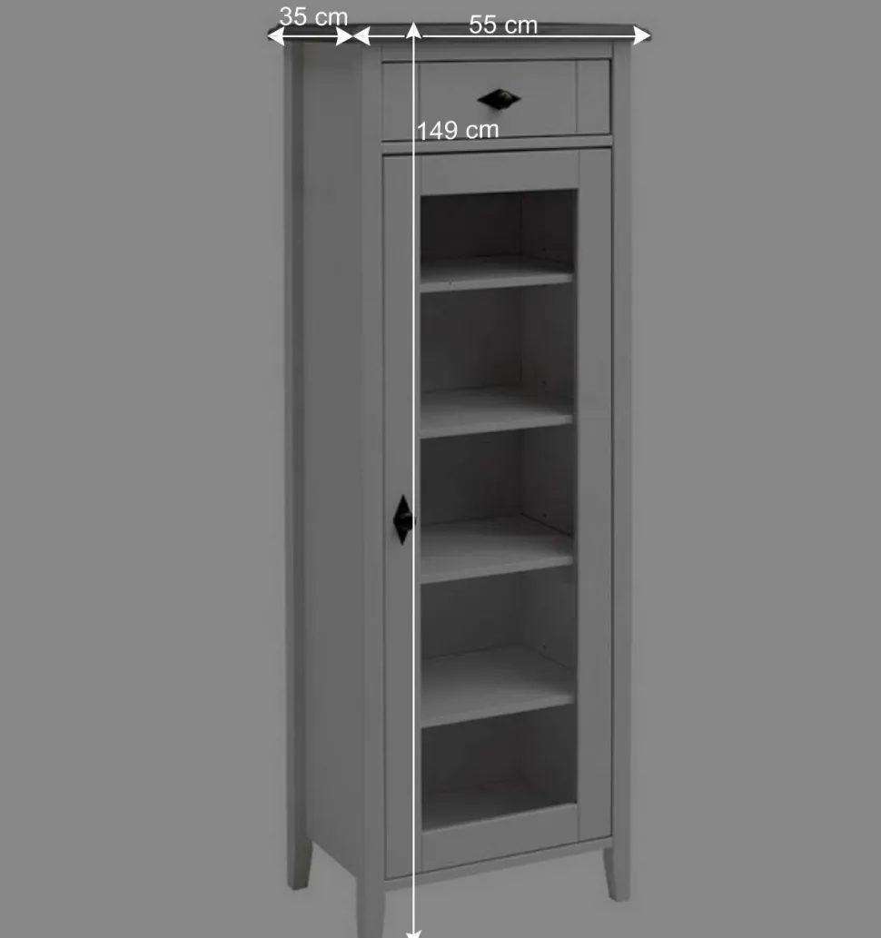 55x149x35 cm Badezimmer Vitrine in Weiß & Grau - Mirandesca