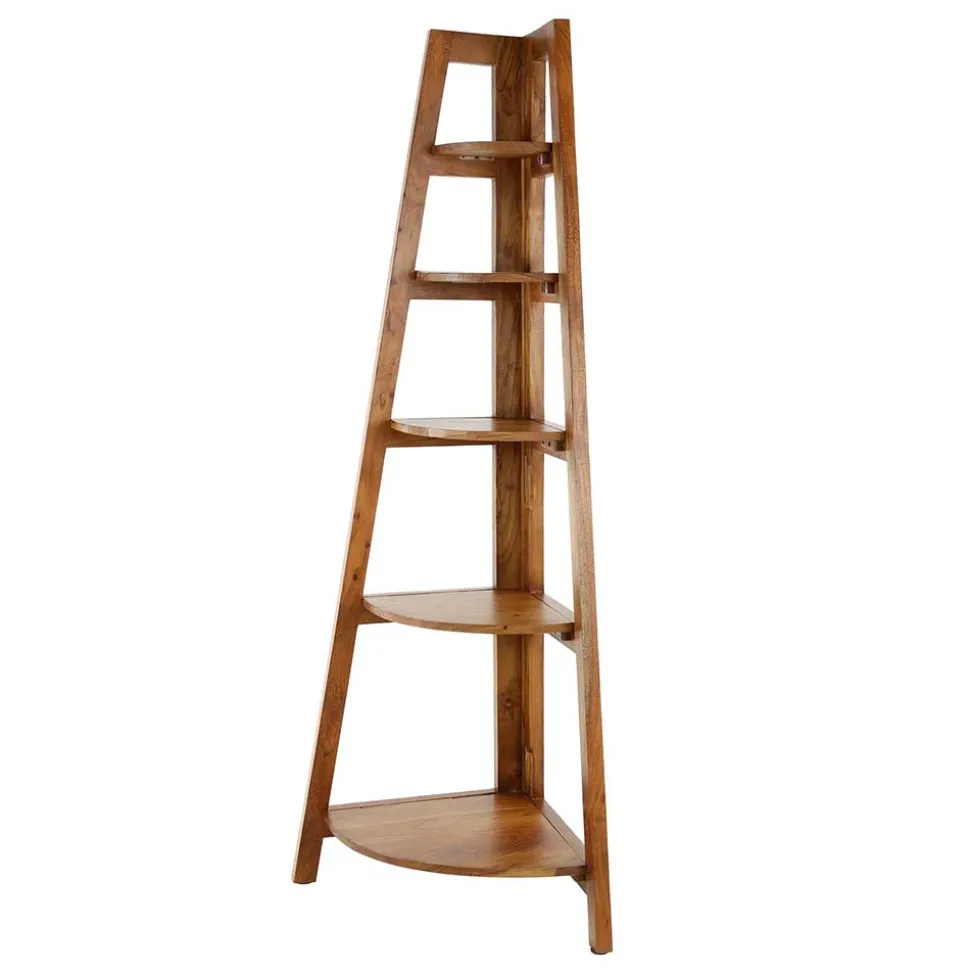 64x148x44 cm Eckregal aus Akazie Massivholz - Skylive