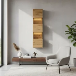 43x169x33 cm Hängevitrine aus Wildeiche - Obinson