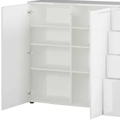 186x107x40 cm Hochglanz Sideboard in Weiß - Alida