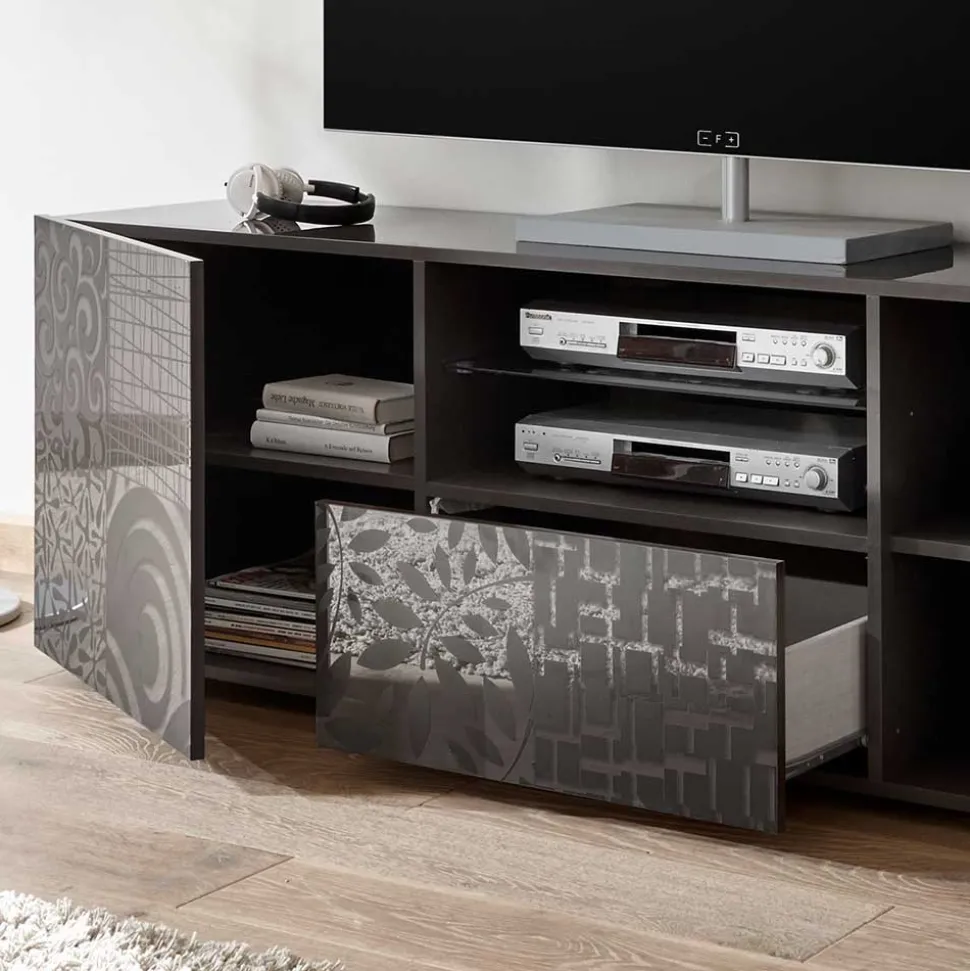 181x57x42 cm Hochglanz TV Element in Grau - Ipatal I