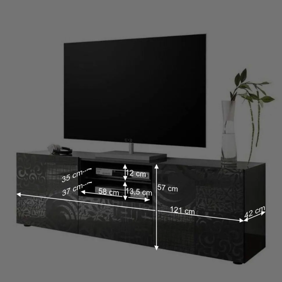 181x57x42 cm Hochglanz TV Element in Grau - Ipatal I