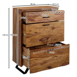 80x120x42 cm Hochkommode aus Sheesham massiv - Elmin