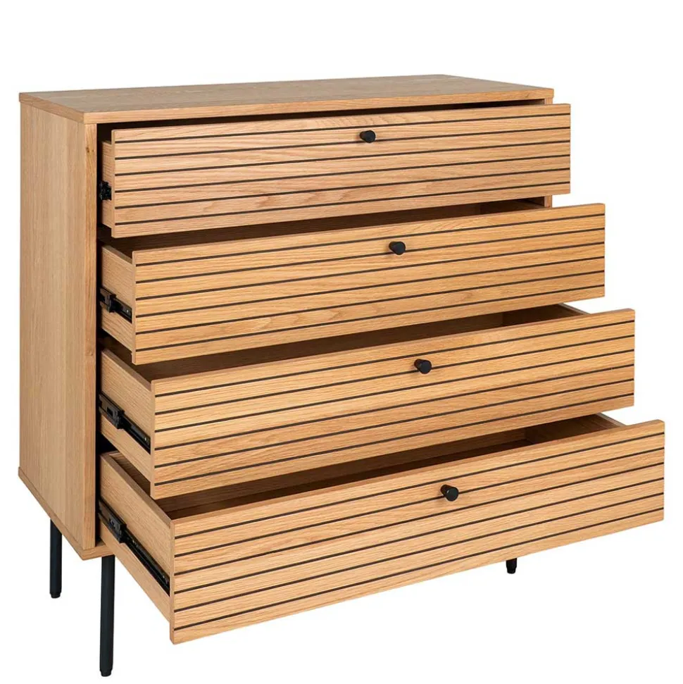 80x85x40 cm Kommode in Eiche Natur Furnier - Virona