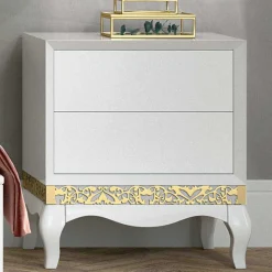 53x60x40 cm Kommode in Weiß & Gold - Valganios