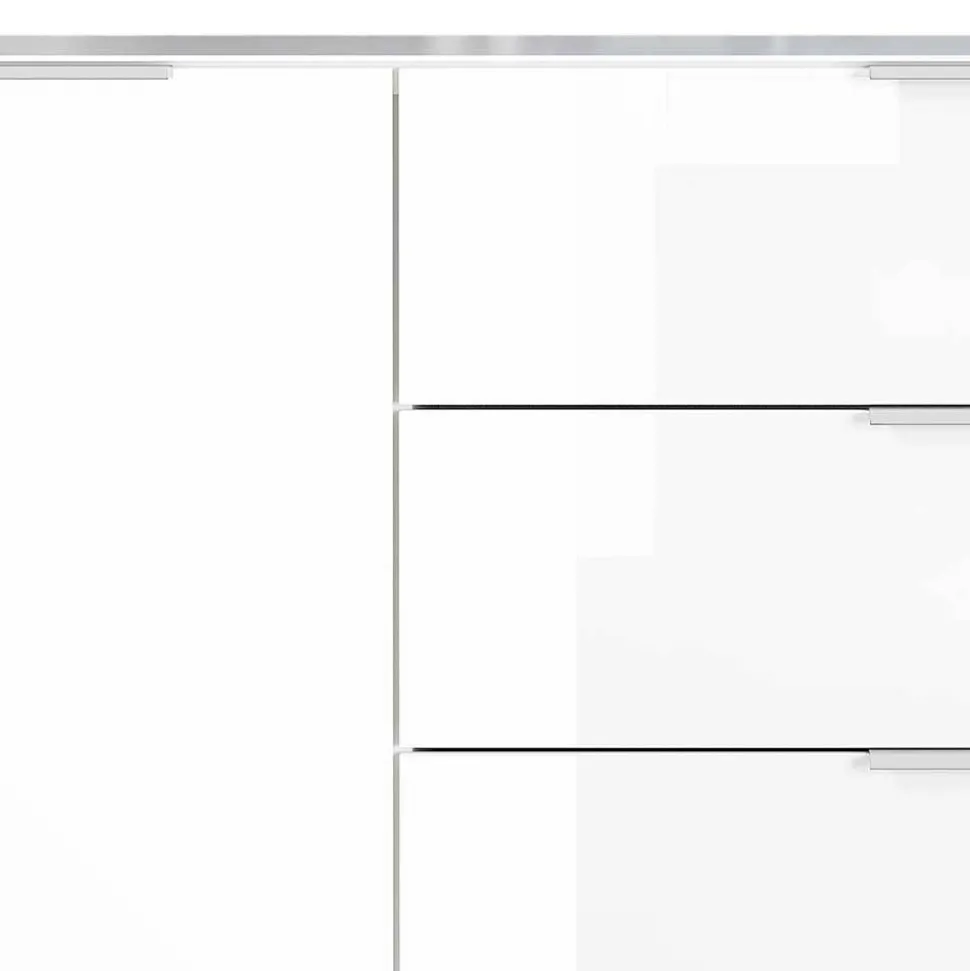 134x101x42 cm Kommode in Weiß mit Glas - Rufu