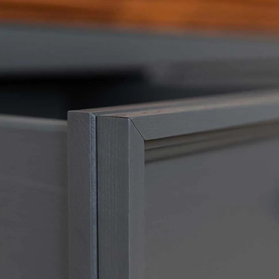 112x88x45 cm Landhaus Kommode in Grau & Eiche - Witenga