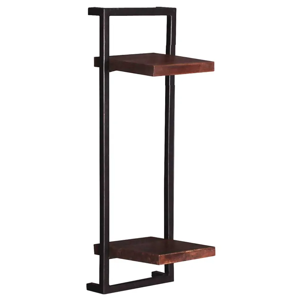 30x80x11 cm Metall Wandregal mit zwei Ablagen - Solapura