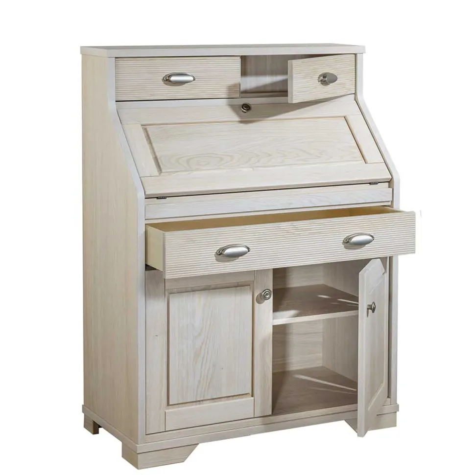 87x117x44 cm Sekretär aus Eiche White Washed - Larioja