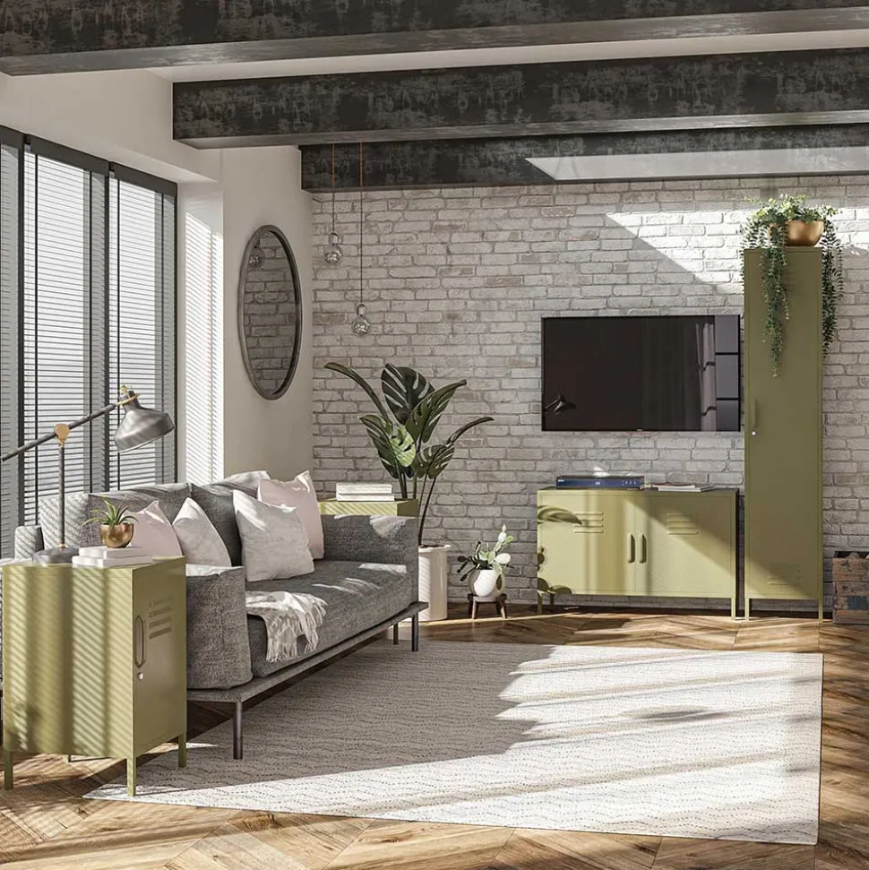 38x69x40 cm 1-türige Kommode in Oliv Grün - Austral