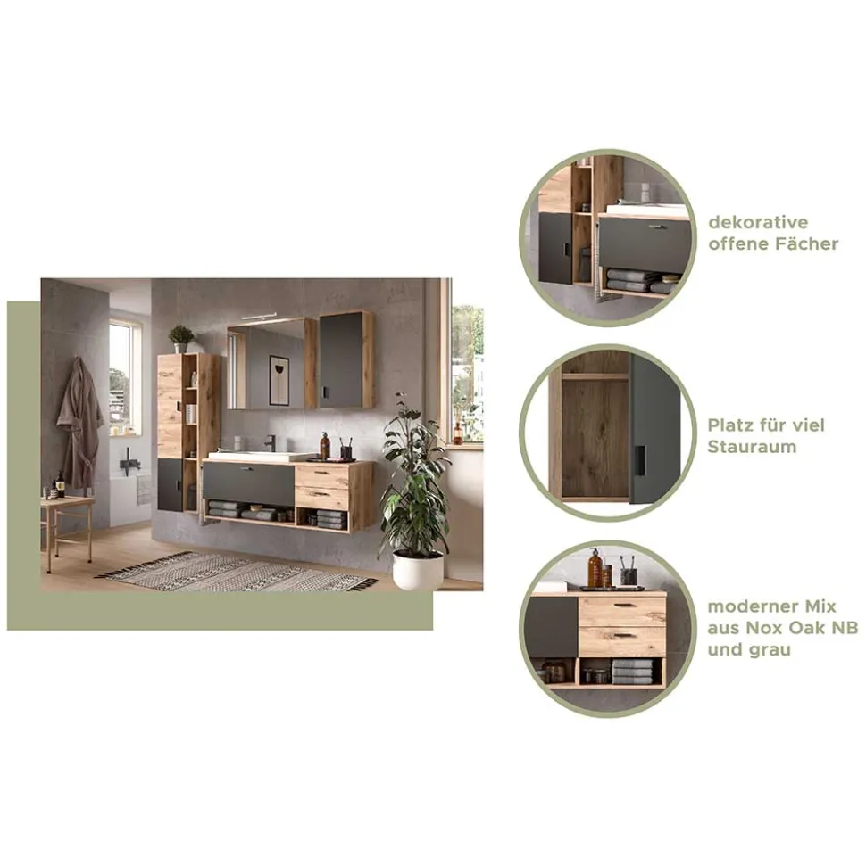 37x75x25 cm 1-türiger Bad Oberschrank modern - Steikun