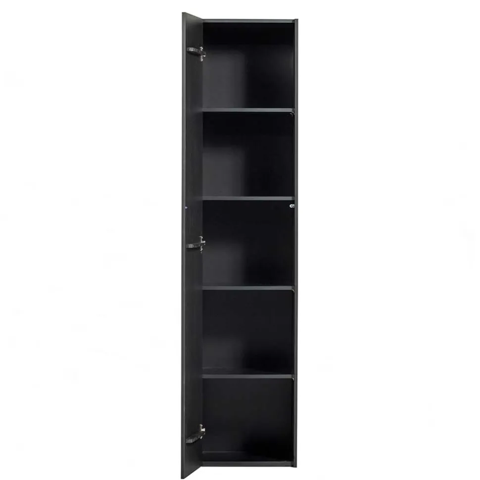 44x188x35 cm 1-türiger Schrank in Schwarz lackiert - Riley