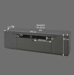 195x60x51 cm TV Board Unterschrank in Weiß - Hazime