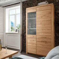 102x204x40 cm Wohnzimmer Holzschrank aus Wildeiche - Loitons