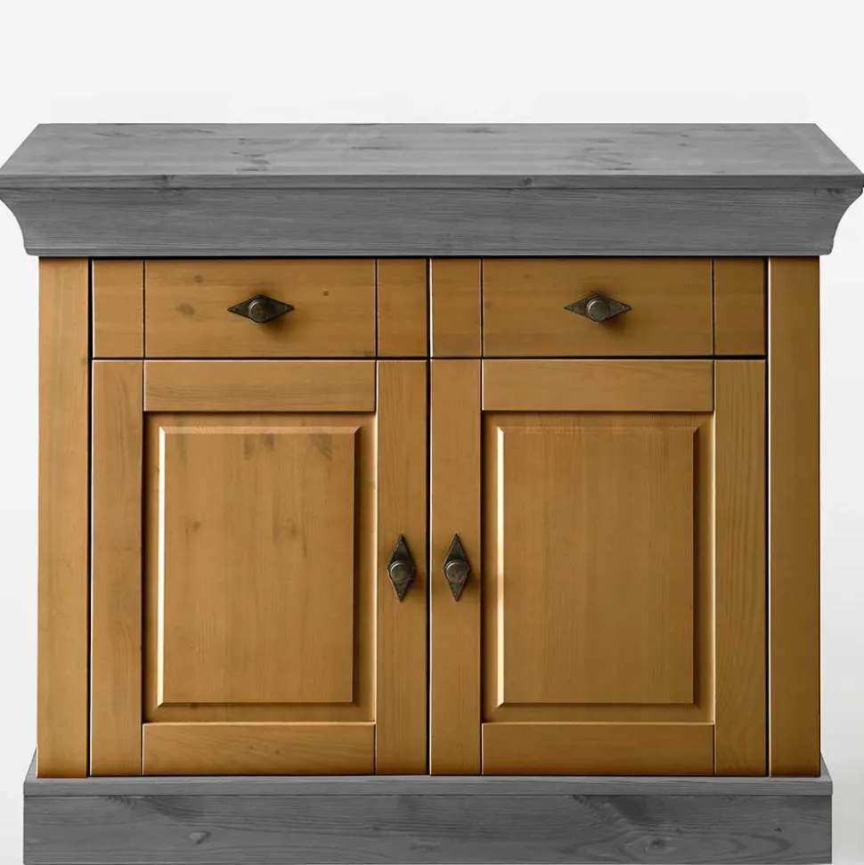 108x85x45 Country Kommode in Kiefer Lauge & Grau - Eshelas