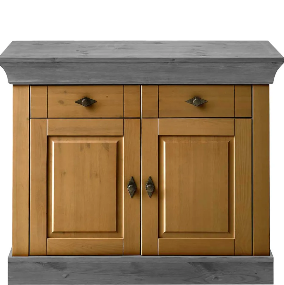 108x85x45 Country Kommode in Kiefer Lauge & Grau - Eshelas