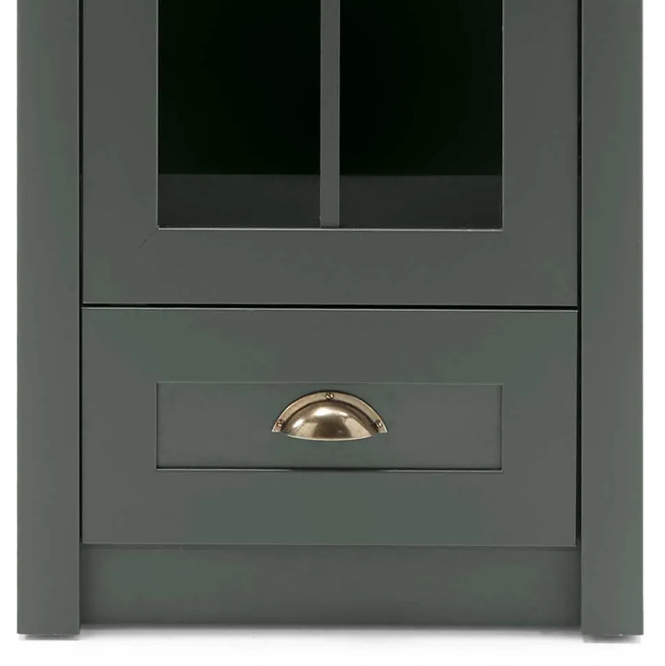 50x197x43 Country Vitrine in Dunkelgrün - Niestov