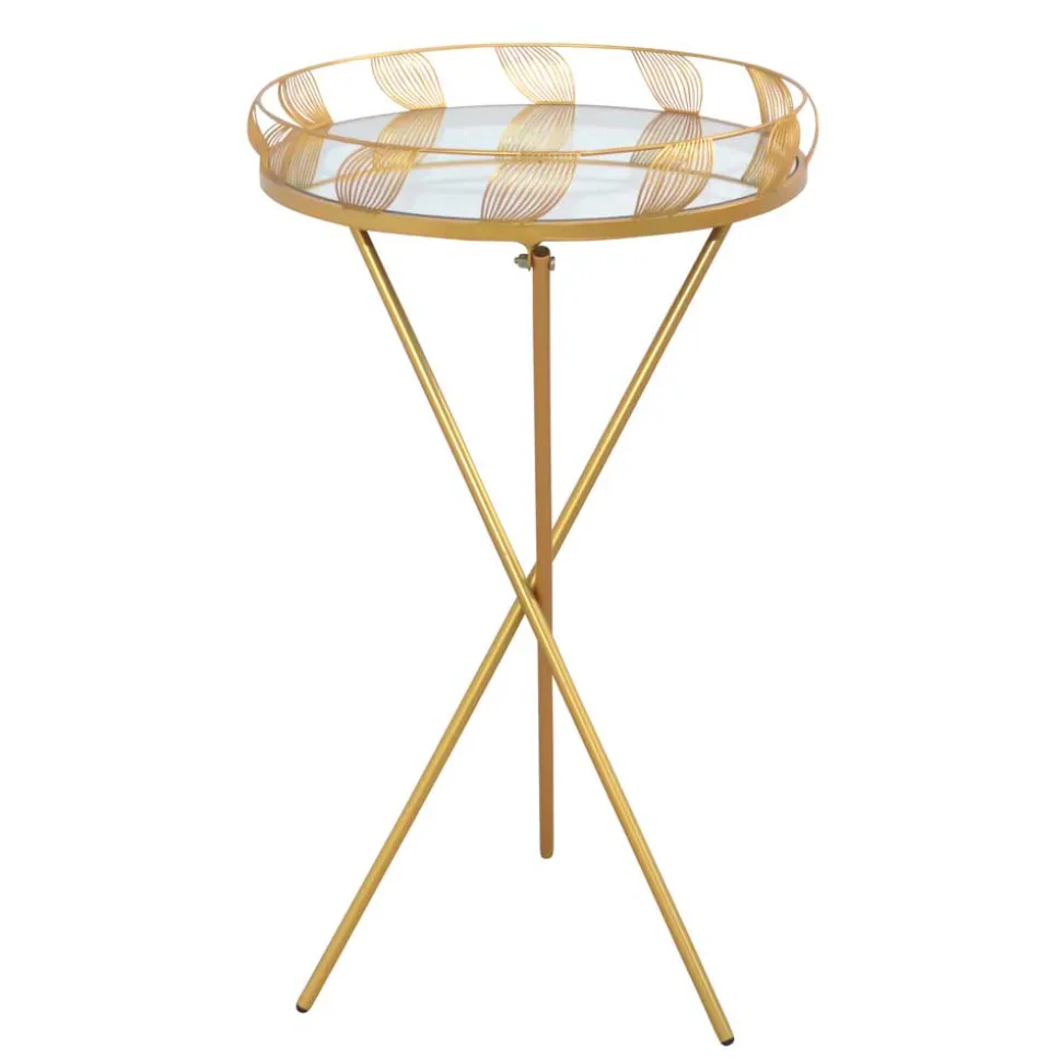 40x71x40 Design Beistelltisch mit Spiegelglas Platte - Anthro