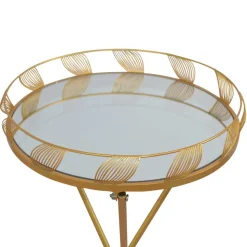 40x71x40 Design Beistelltisch mit Spiegelglas Platte - Anthro