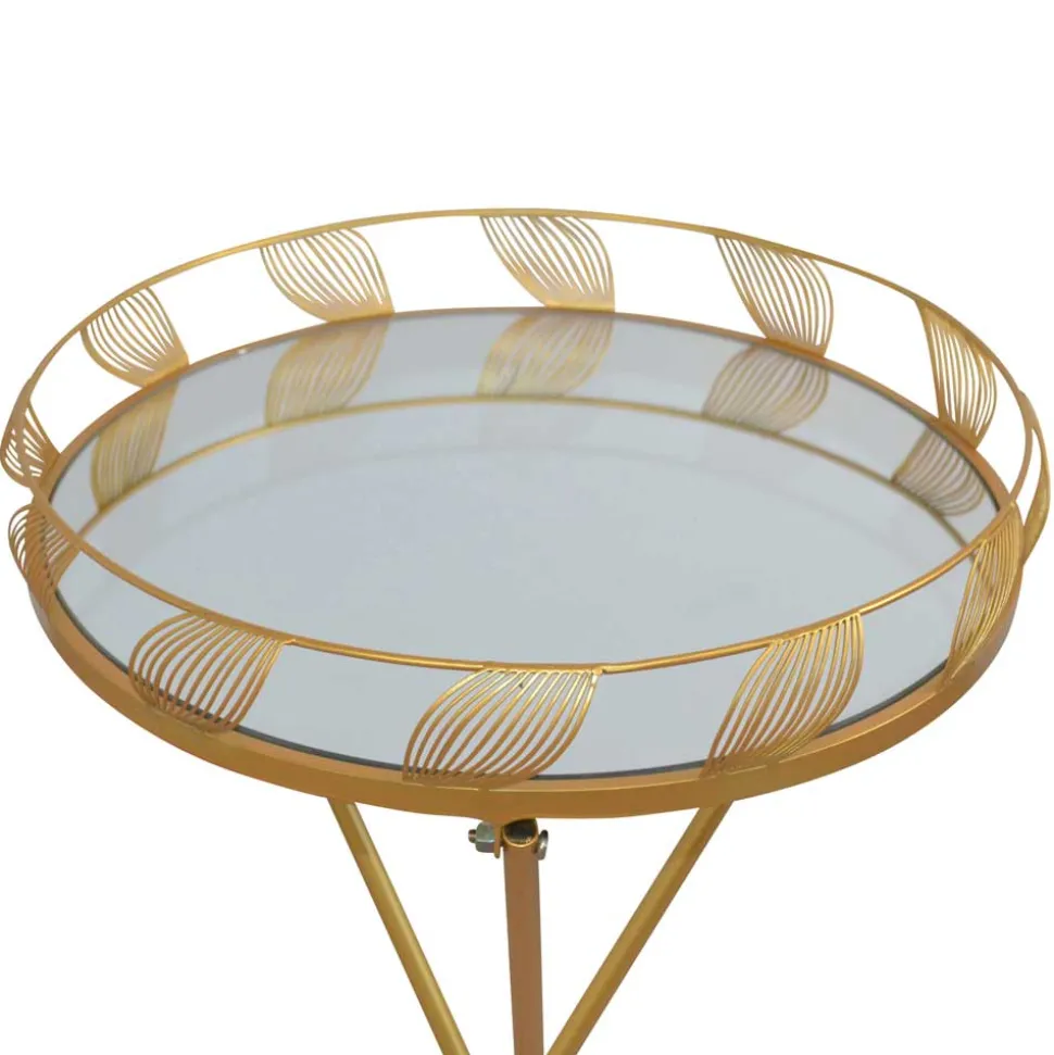 40x71x40 Design Beistelltisch mit Spiegelglas Platte - Anthro