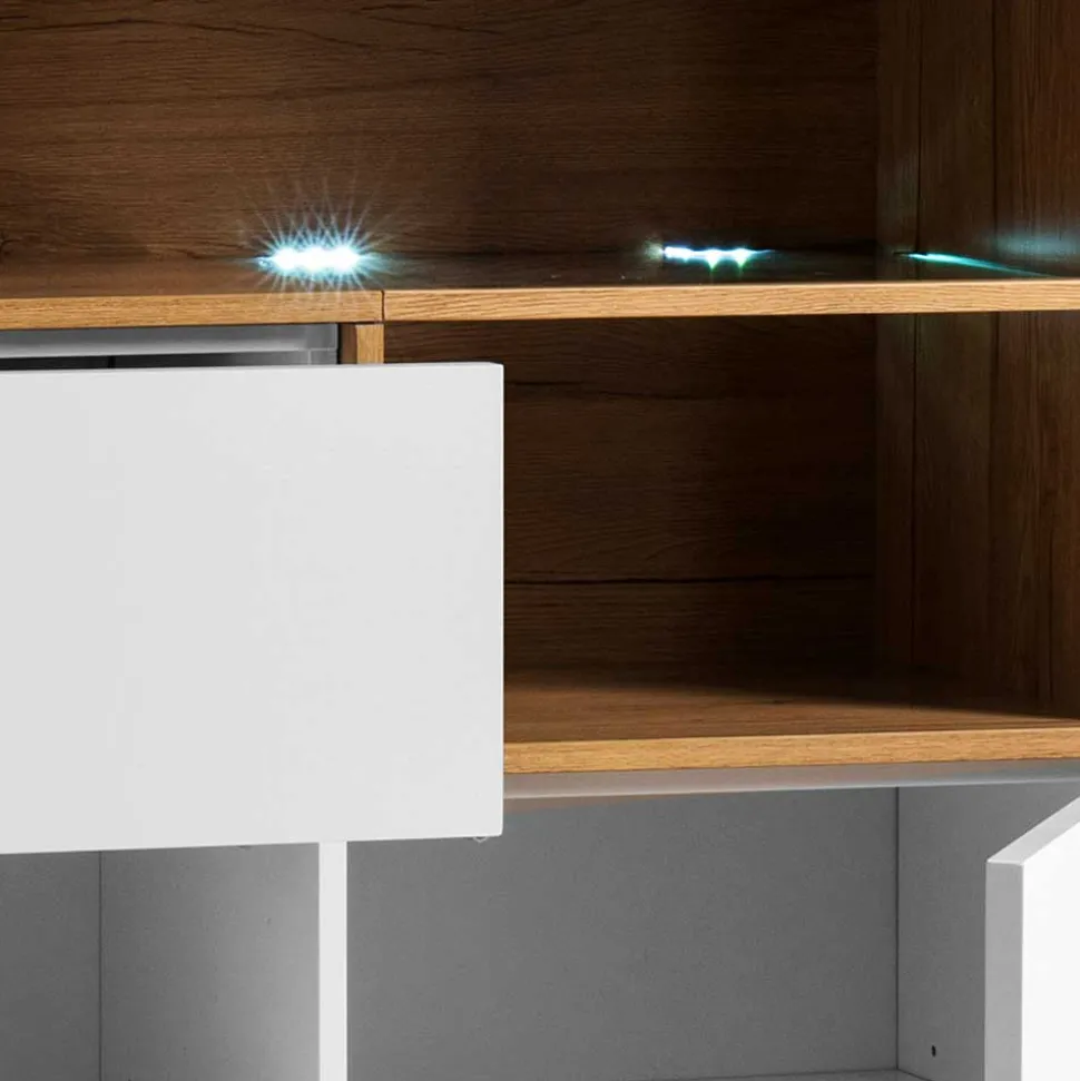 99x135x40 Design Highboard in Weiß & Eiche - Rucian