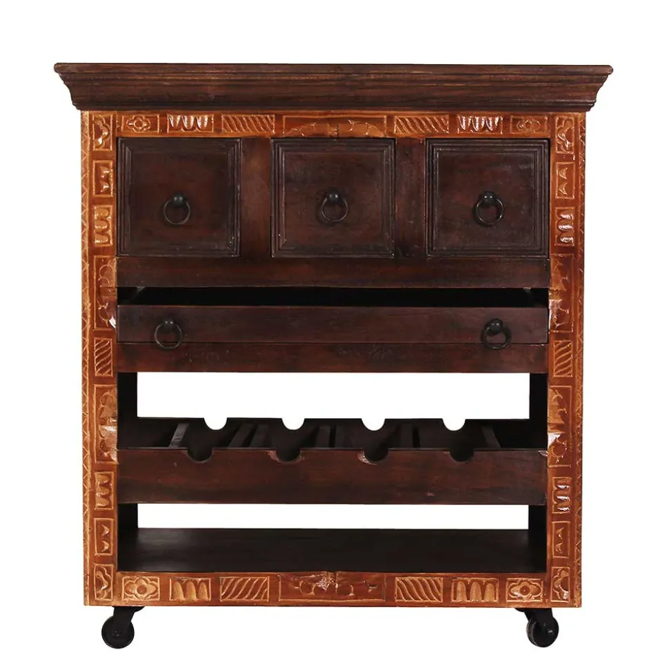 78x85x48 Design Küchenwagen aus Recyclingholz - Solapura