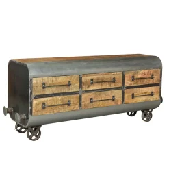 150x66x43 Design Kommode im Zugwaggon Look - Bahiro