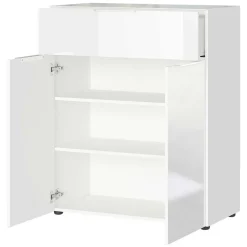 83x101x42 Design Vertiko in Weiß mit Glas - Soraga