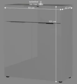 83x101x42 Design Vertiko in Weiß mit Glas - Soraga
