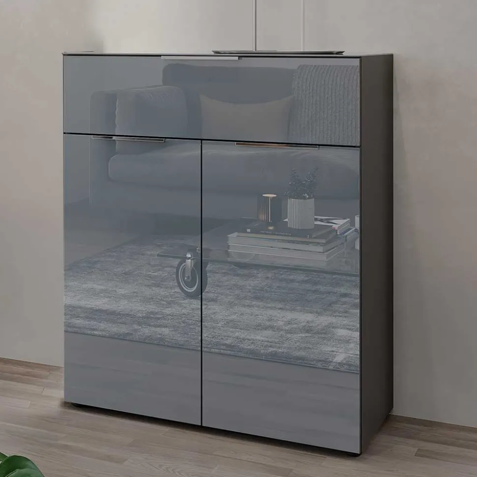 83x102x42 Design Vertiko mit Glas Front - Ruudy