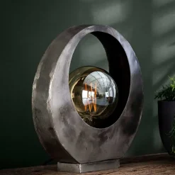 30x32x13 Designer Tischleuchte aus Metall in Altsilber - Hugo