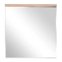 80x85x2 Facettenschliff Spiegel mit Holz - Latenda