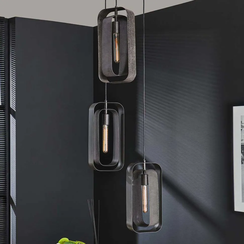 35x150x35 3-flammige Hängeleuchte in Schwarzgrau - Damoda