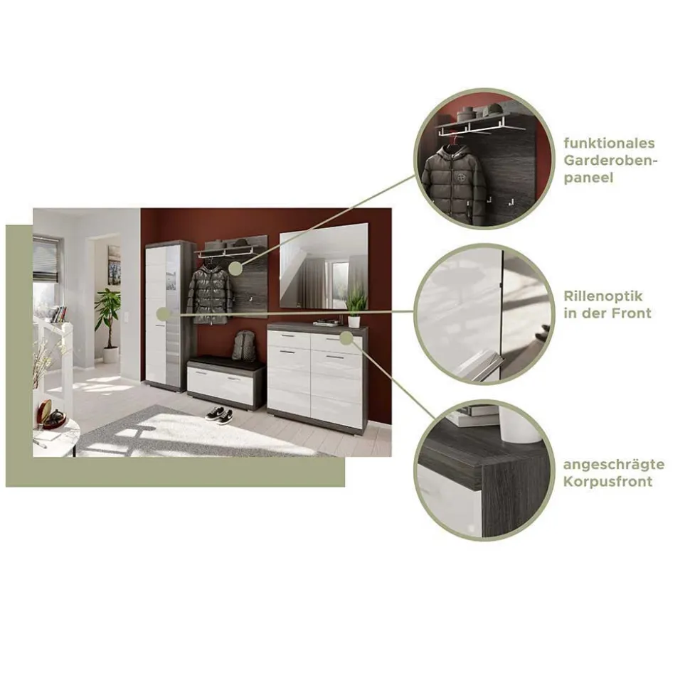 90x87x2 Flurspiegel in Grau - Nancys