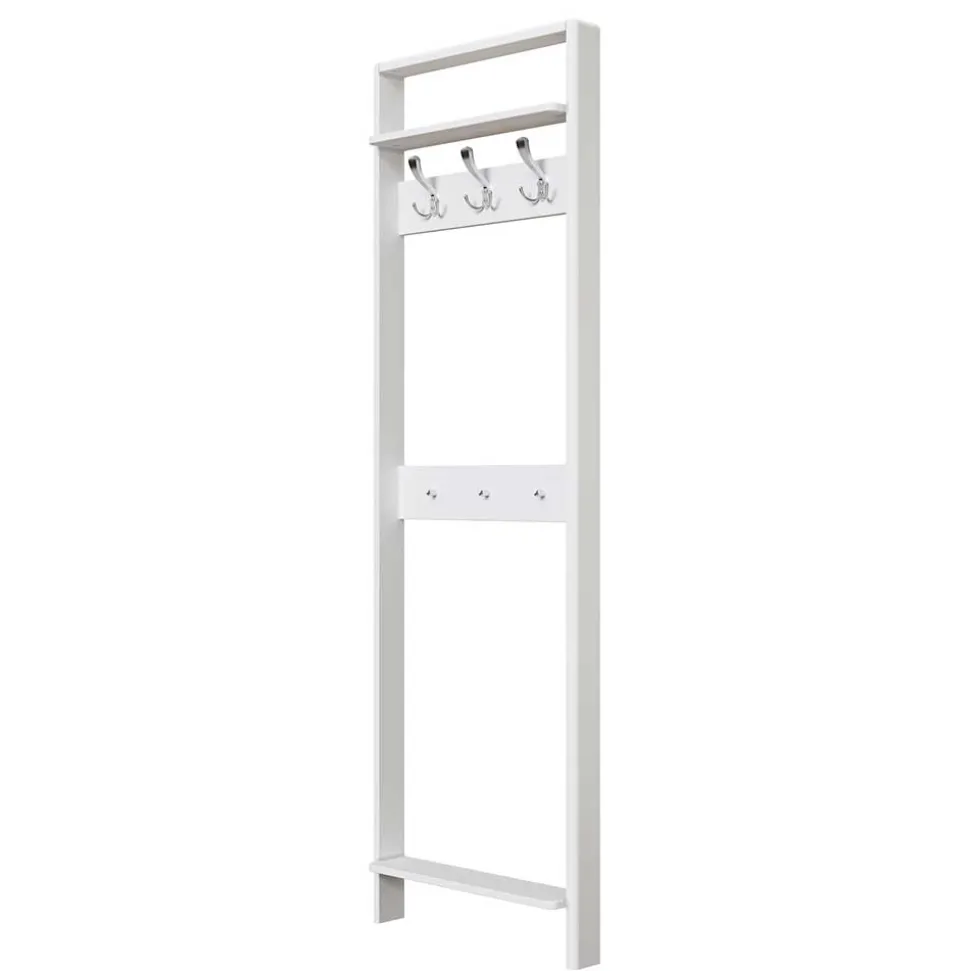 60x192x12 Garderobe aus Massivholz in Weiß - Oranias