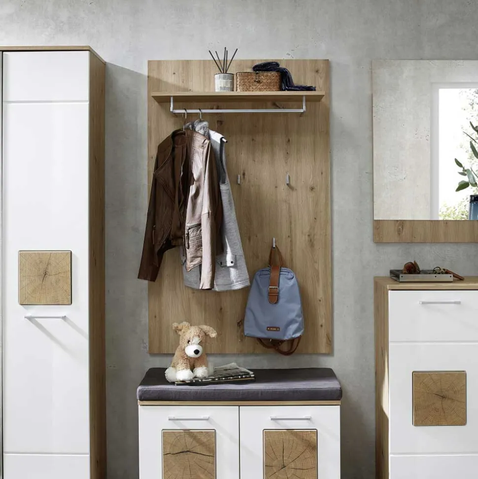 84x135x27 Garderobenpaneel mit fünf Kleiderhaken - Cluster