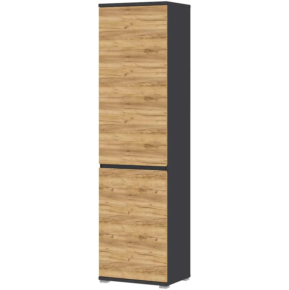 54x200x40 Garderobenschrank in Wildeiche & Grau - Orsecca