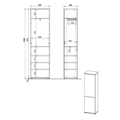 54x200x40 Garderobenschrank in Wildeiche & Grau - Orsecca
