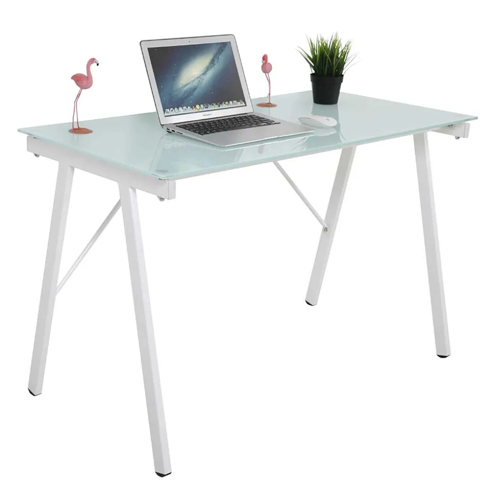 113x73x58 Glas Schreibtisch mit Vierfußgestell - Isacco