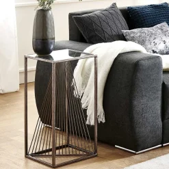 30x60x30 Glastisch mit Metallgestell - Tyrcio