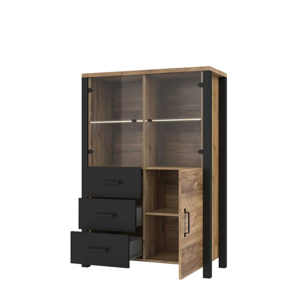 101x146x43 Glastüren Highboard in Fichte NB - Simeona