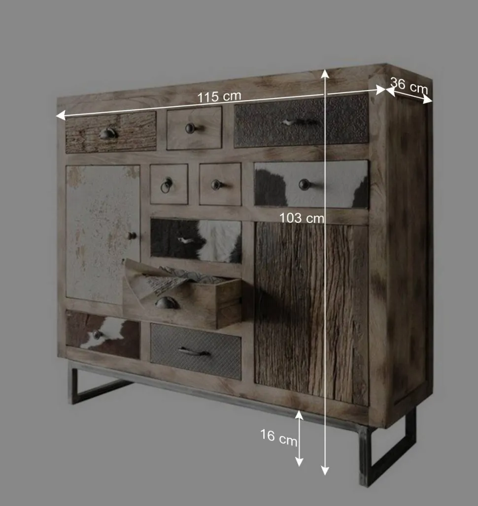 115x103x36 Große Kommode aus Recyclingholz - Calcalero