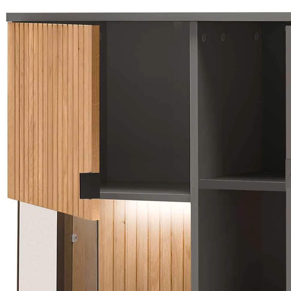 92x152x40 Highboard in Anthrazit & Eiche Bianco - Cruzca