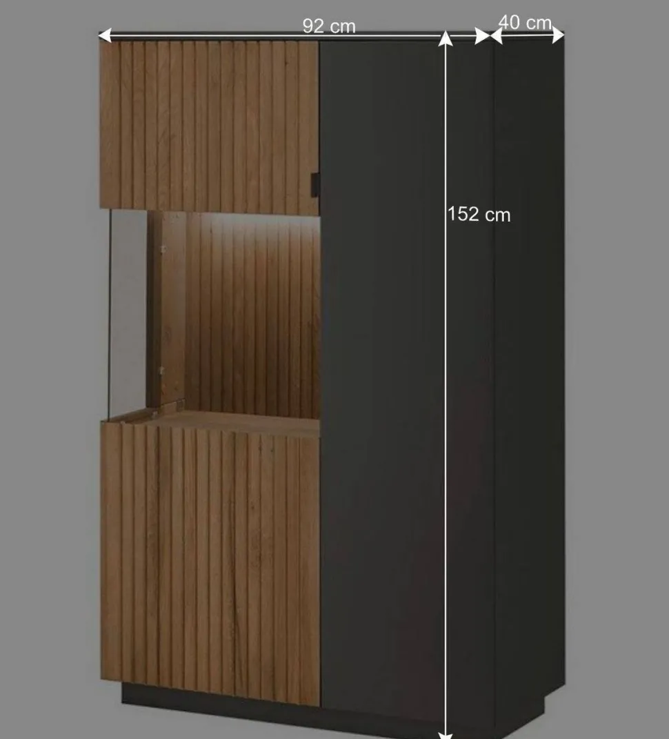 92x152x40 Highboard in Anthrazit & Eiche Bianco - Cruzca